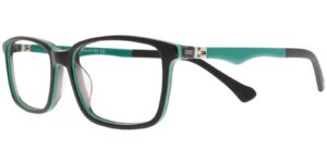 Success Kinderbrille EIB XS 6719 C1 aus glänzendem Acetat in Schwarz und Grün – Seitenansicht