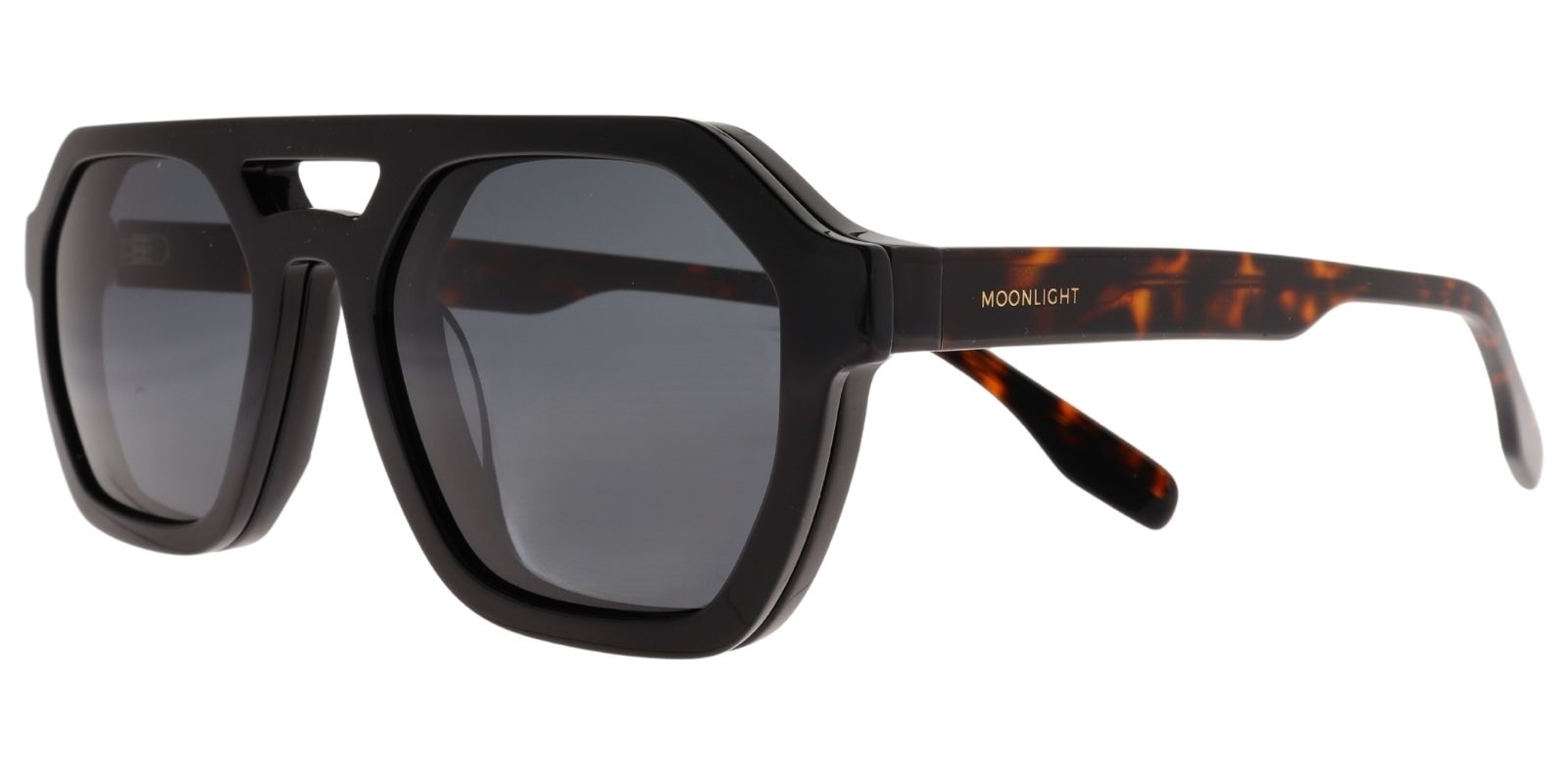 Moonlight Herrenbrille GLM 6022 C1 in Schwarz-Braun mit Clip-on – Seitenansicht