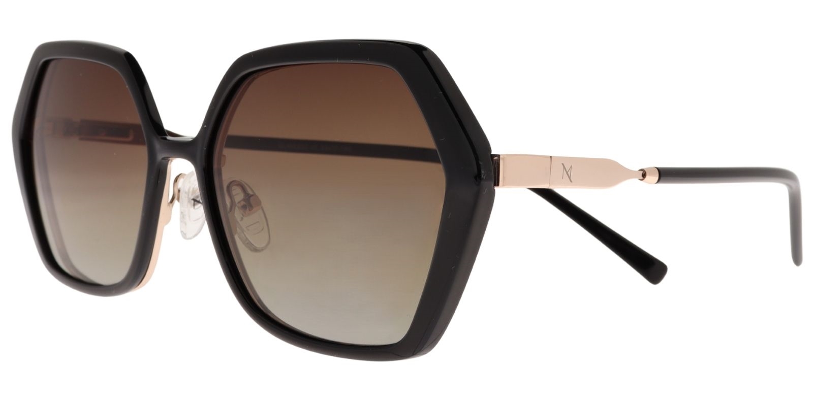Moonlight Damenbrille GLM 6033 C1 aus goldenem Metall mit schwarzem Magnetclip – Seitenansicht