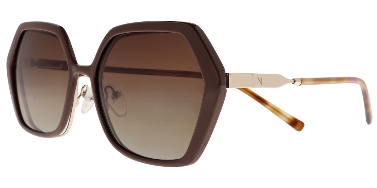 Moonlight Damenbrille GLM 6033 C3 aus goldenem Metall mit braunem Clip-on – Seitenansicht