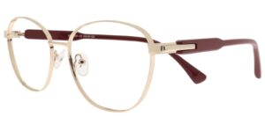Moonlight Damenbrille RM 5911 C3 aus goldfarbenem Metall in Weinrot – Seitenansicht
