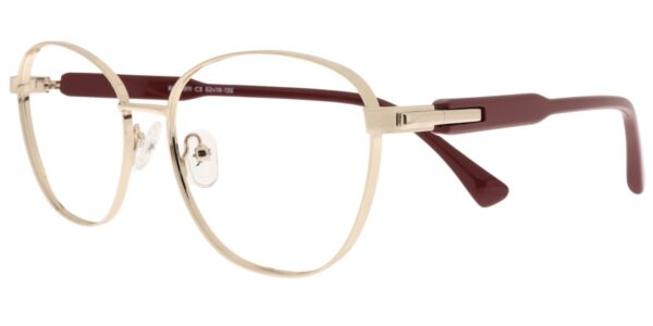 Moonlight Damenbrille RM 5911 C3 aus goldfarbenem Metall in Weinrot – Seitenansicht