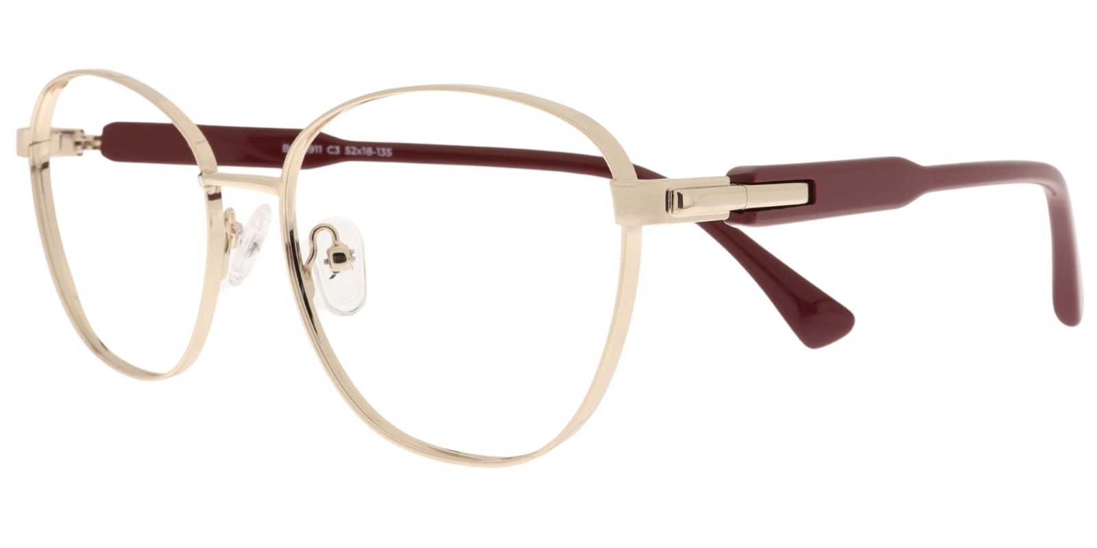 Moonlight Damenbrille RM 5911 C3 aus goldfarbenem Metall in Weinrot – Seitenansicht