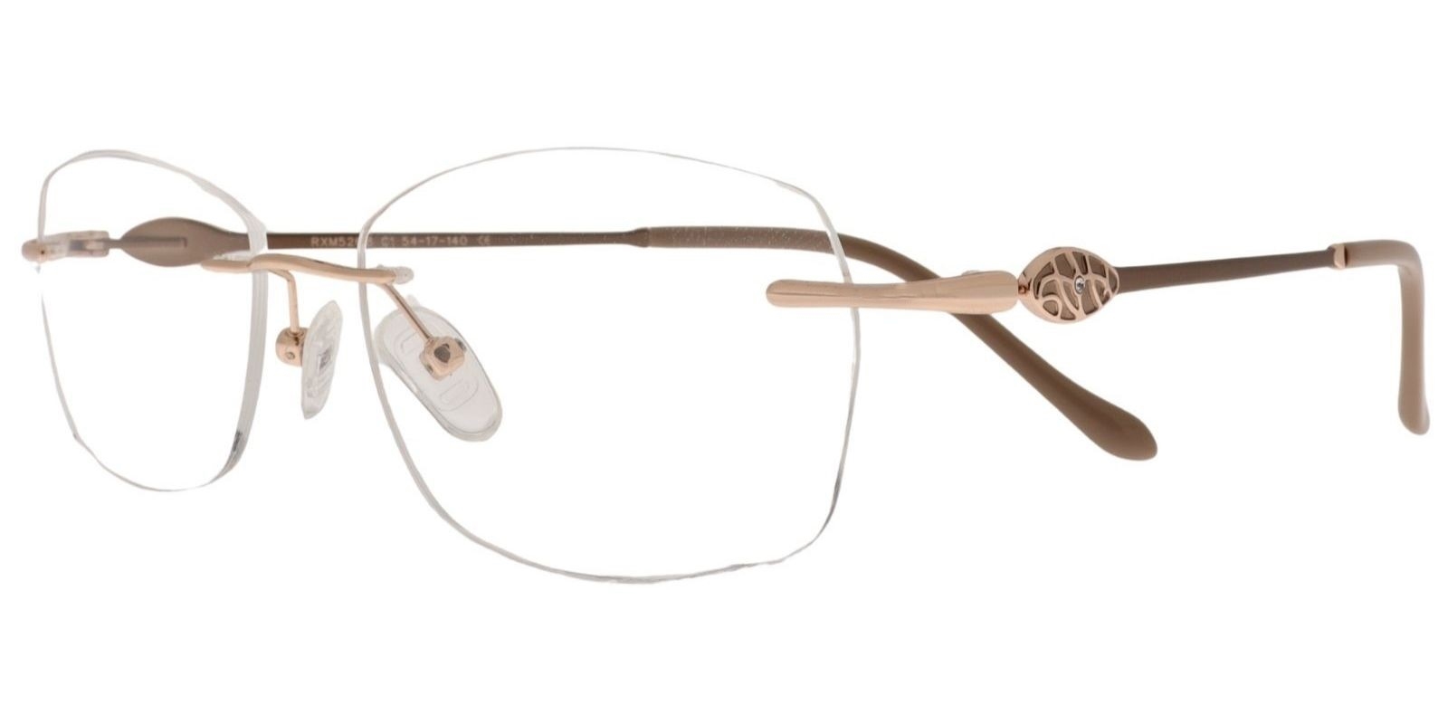 Randlose Moonlight Damenbrille RXM 5268 C1 aus Titan in Gold und Braun – Seitenansicht