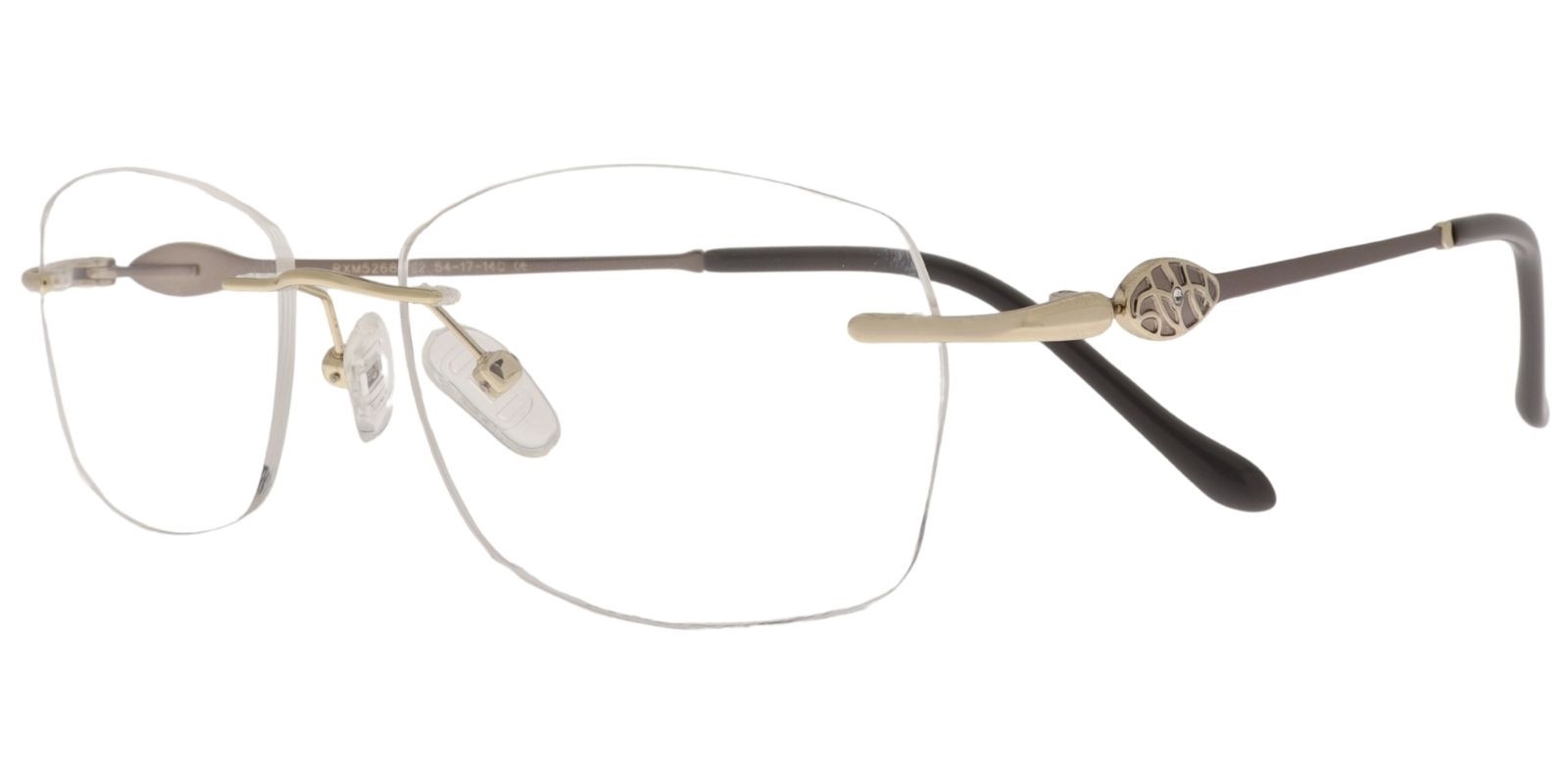 Randlose Moonlight Damenbrille RXM 5268 C2 aus Titan in Gold und Grau – Seitenansicht