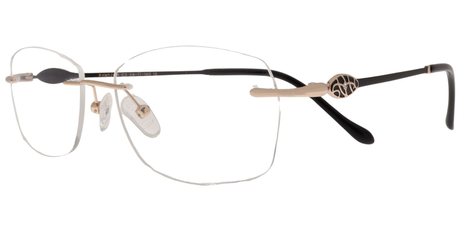 Randlose Moonlight Damenbrille RXM 5268 C3 aus Titan in Gold und Schwarz – Seitenansicht