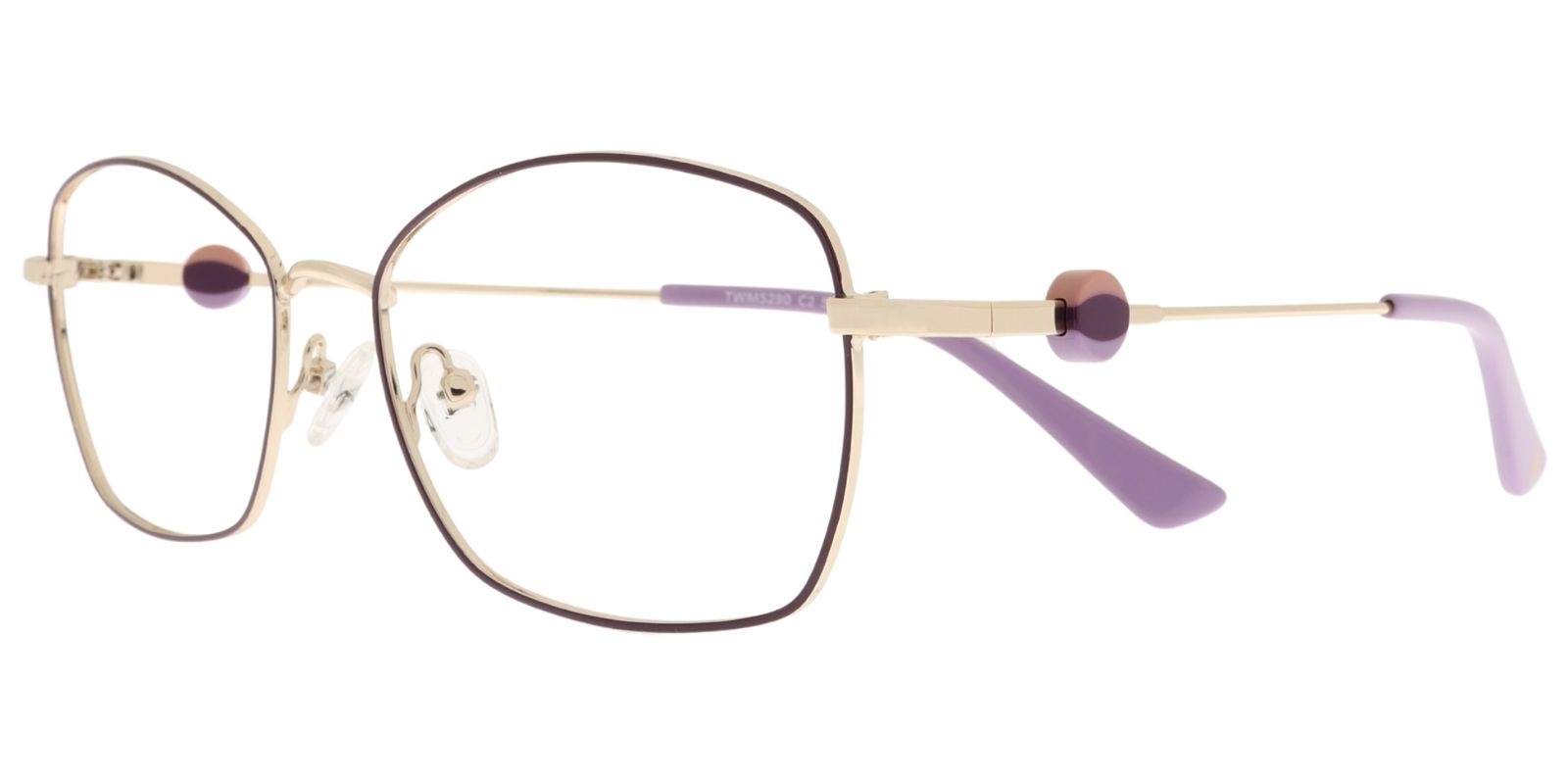 Moonlight Damenbrille TWM 5290 C2 aus goldfarbenem Metall mit violetten Akzenten – Seitenansicht