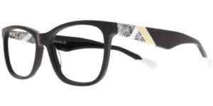 Moonlight Damenbrille XM 6083 C1 aus schwarzem Acetat mit gold-weißen Bügeln – Seitenansicht