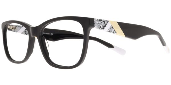 Moonlight Damenbrille XM 6083 C1 aus schwarzem Acetat mit gold-weißen Bügeln – Seitenansicht