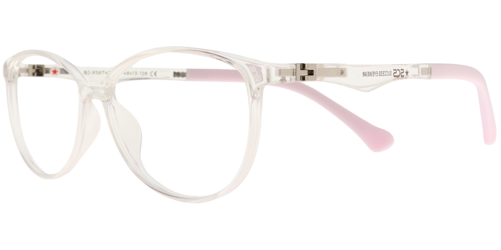Success Kinderbrille BJ XS 6742 C4 in Weiß und Rosa – Seitenansicht